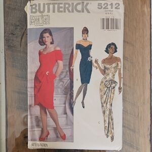 Vintage 1990 Butterick 5212 Dress Pattern Uncut Unused Size 6-8-10 Off Shoulder